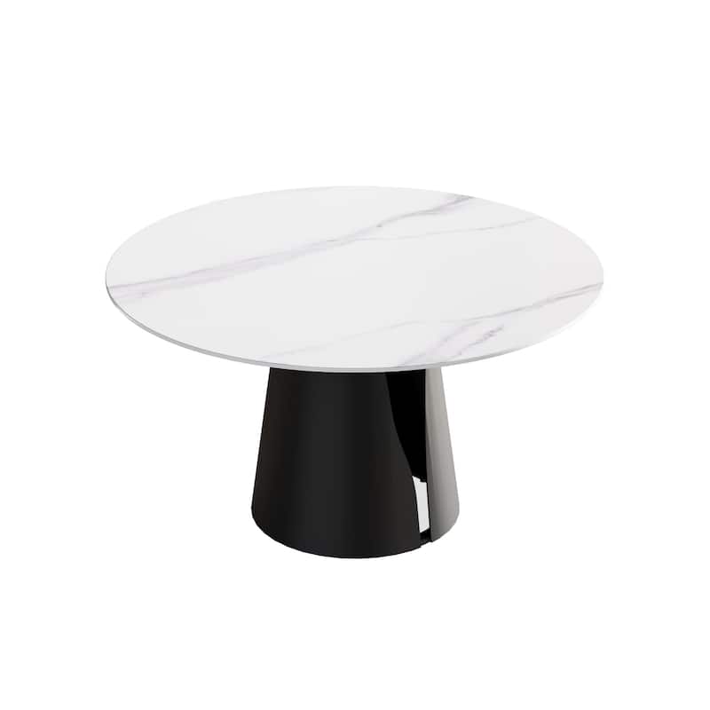 53" Dining Table Round Marble Kitchen Table, Sintered Stone Panel Table