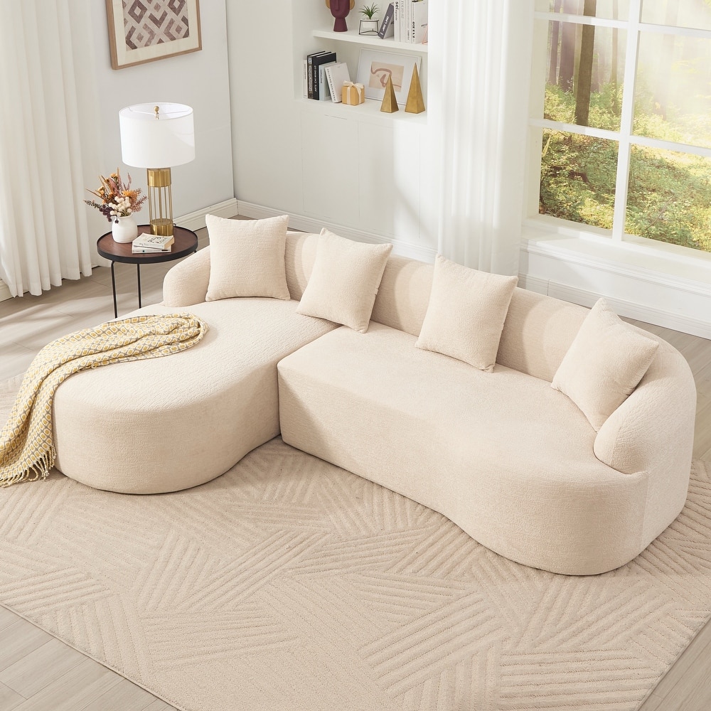 Full Compression Sponge L-Shape Sectional Sofa with Curved Chaise
