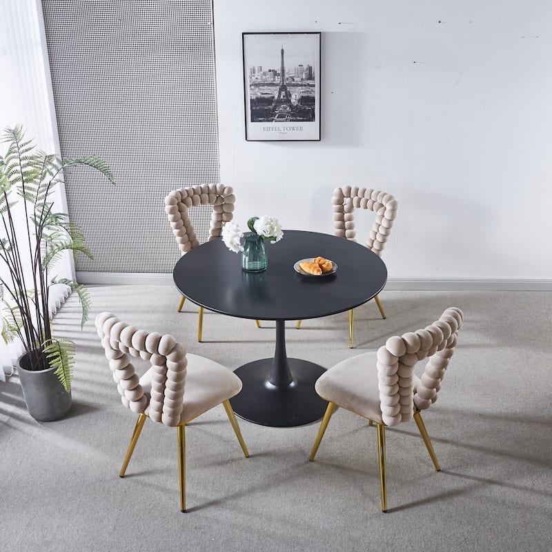 Modern chair(set of 4 )with Iron Tube Legs,Soft Cushions and Comfortable Backrest,Suitable for Dining Room,Living Room