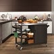 preview thumbnail 10 of 14, Moasis Solid Wood Bar Cart Grill Table Stainless Steel Top for Patio Kitchen Island