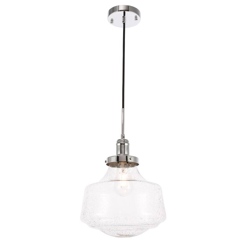 Klyli 11-inch 1-light Clear Seeded Glass Hanging Pendant