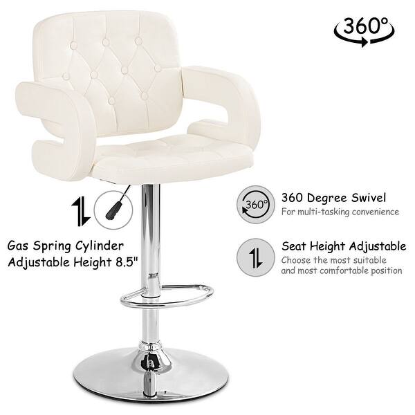 Shop Costway Set Of 2 Pu Leather Swivel Bar Stools Hydraulic Pub