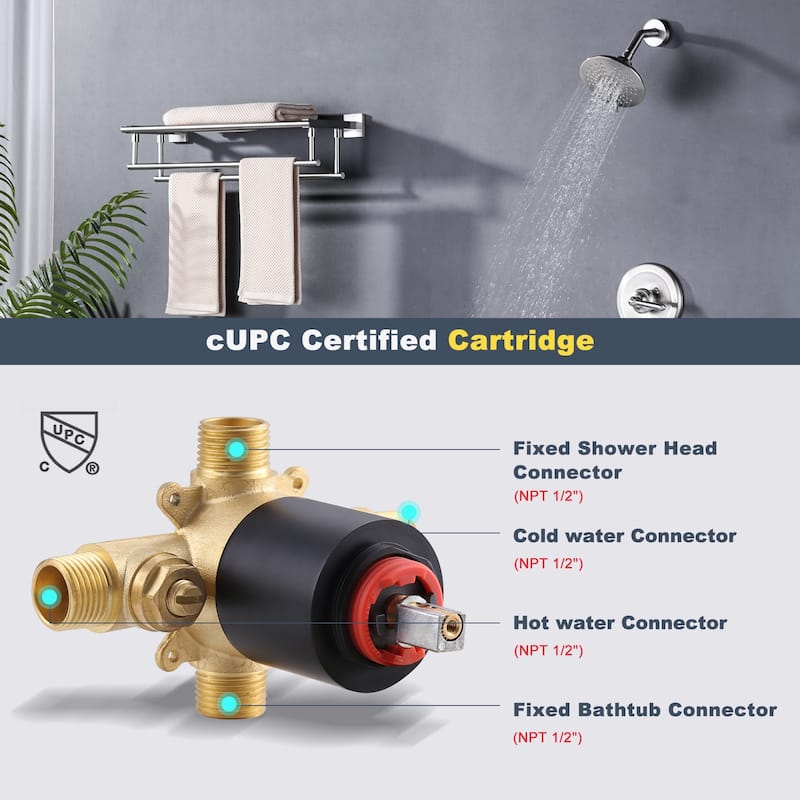 WOWOW Single Handle 5-Spray Shower Faucet with Valve