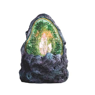 Q-Max 5"H Faux Green Crystal Cave with LED Statue Fantasy Night Light Decoration Figurine