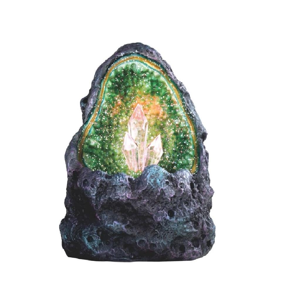 Q-Max 5"H Faux Green Crystal Cave with LED Statue Fantasy Night Light Decoration Figurine