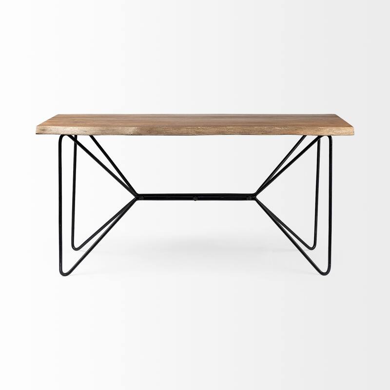 Papillion IV Natural Solid Wood w/Live Edge & Iron Base Desk