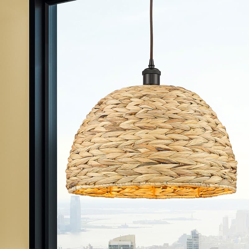 Innovations Lighting 516-1P-14-16 Woven Ratan Pendant Woven Ratan 16"