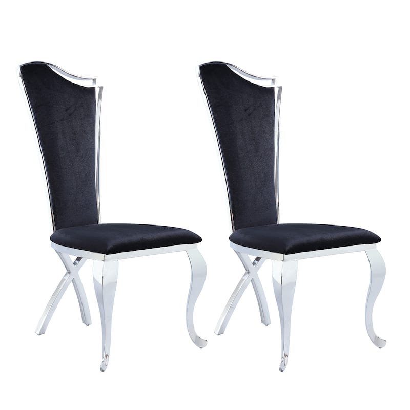 Somette Nikki Contemporary Tall-Back Upholstered Side Chair, Set of 2 - Black