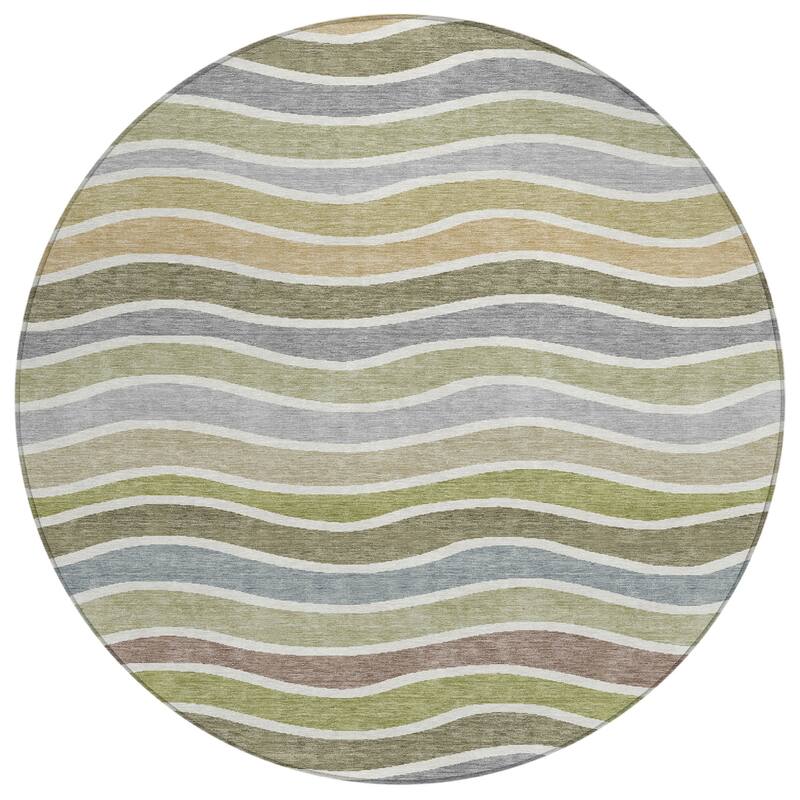 Machine Washable Indoor/ Outdoor Contemporary Stripe Chantille Rug