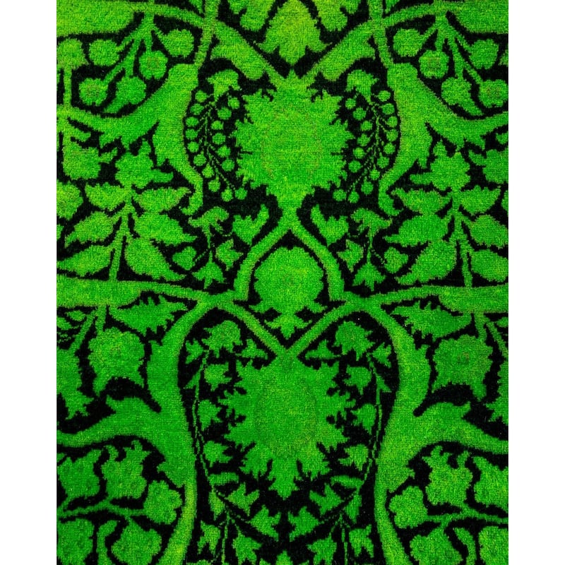 Overton Hand Knotted Wool Vintage Inspired Modern Contemporary Overdyed Green Area Rug - 3' 2" x 5' 4"