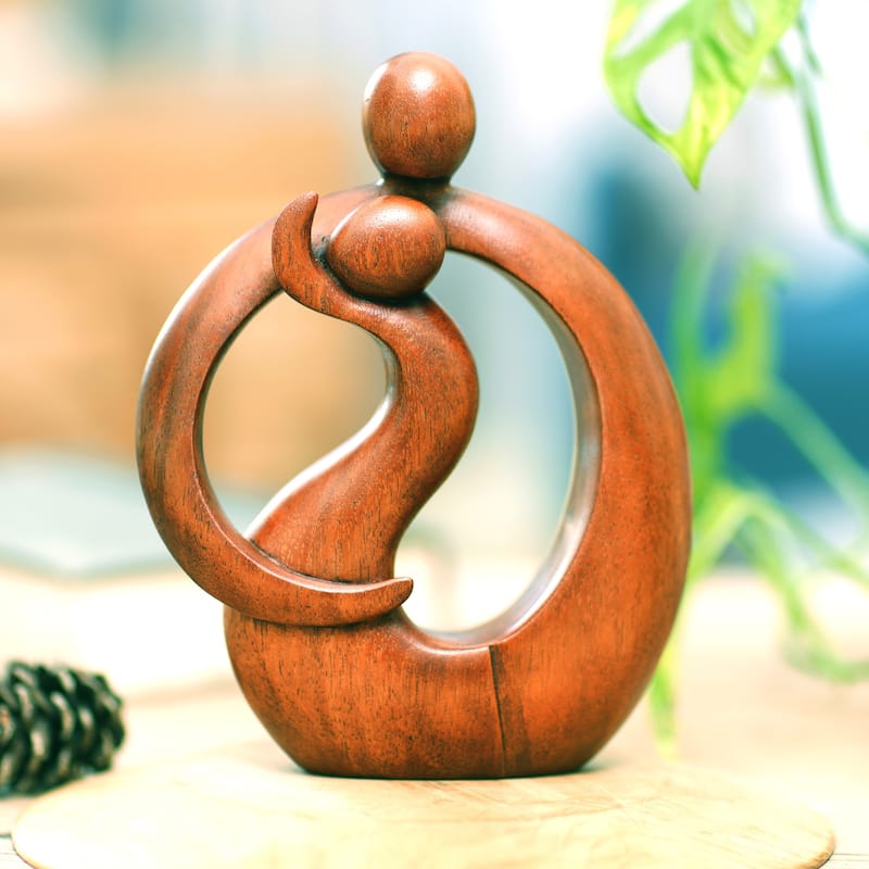 Novica Handmade Sons Happiness Wood Sculpture