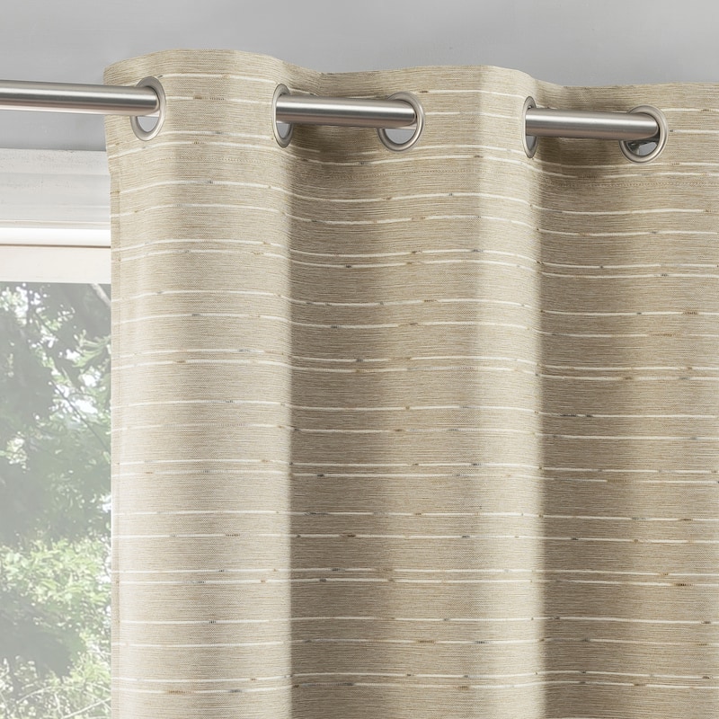 Sun Zero Dresden 2-Piece Slub Detail Magnetic Closure Total Blackout Grommet Curtain Panel Pair - 74" x 63" - Natural