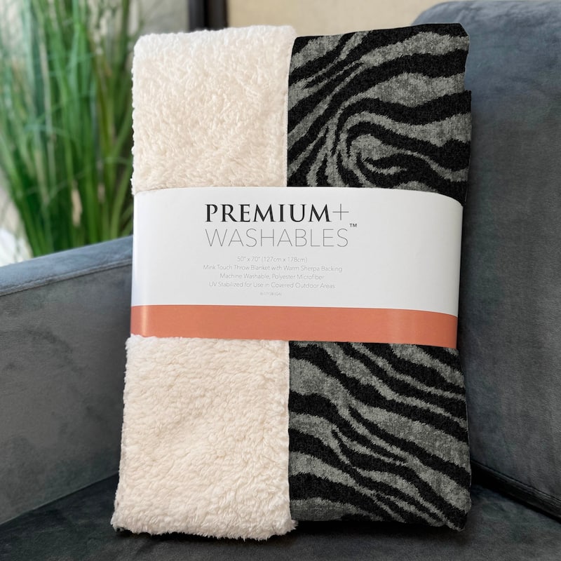 Premium Machine Washable ASB42 Tiger Print Sherpa Throw Blanket
