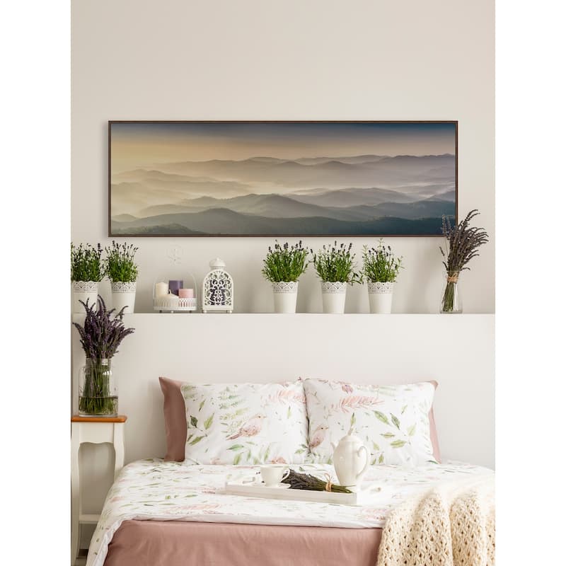 Foggy Peaks Floater Framed Print on Canvas