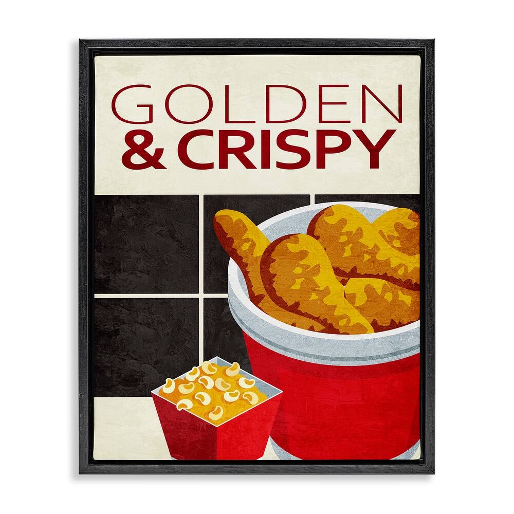 Stupell Golden & Crispy Fried Food Framed Floater Canvas Wall Art Design By Kim Allen