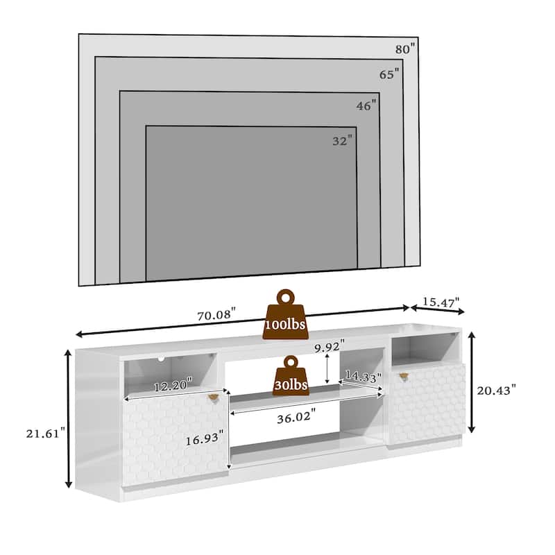70" MDF Morden TV Stand Fits TVs up to 75 in.
