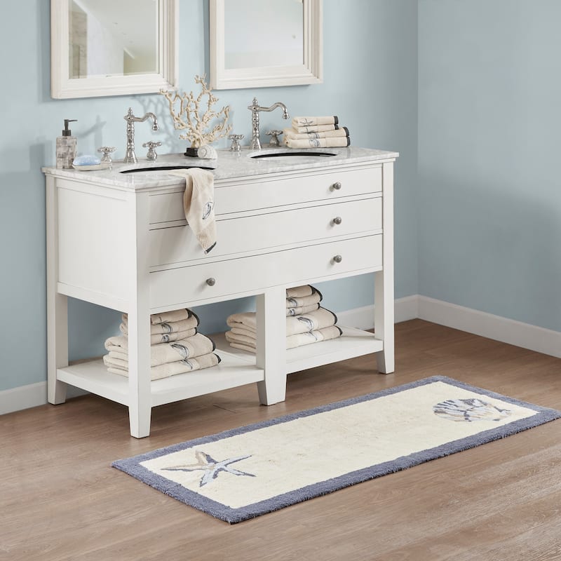 Madison Park Nantucket Blue Cotton Tufted Runner
