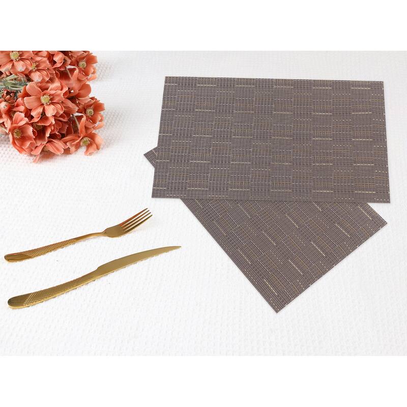 8 Pack PVC Placemats for Kitchen Dining Table Decor Heat Resistant Table Placemats Wipeable Table Mat - 18*12in