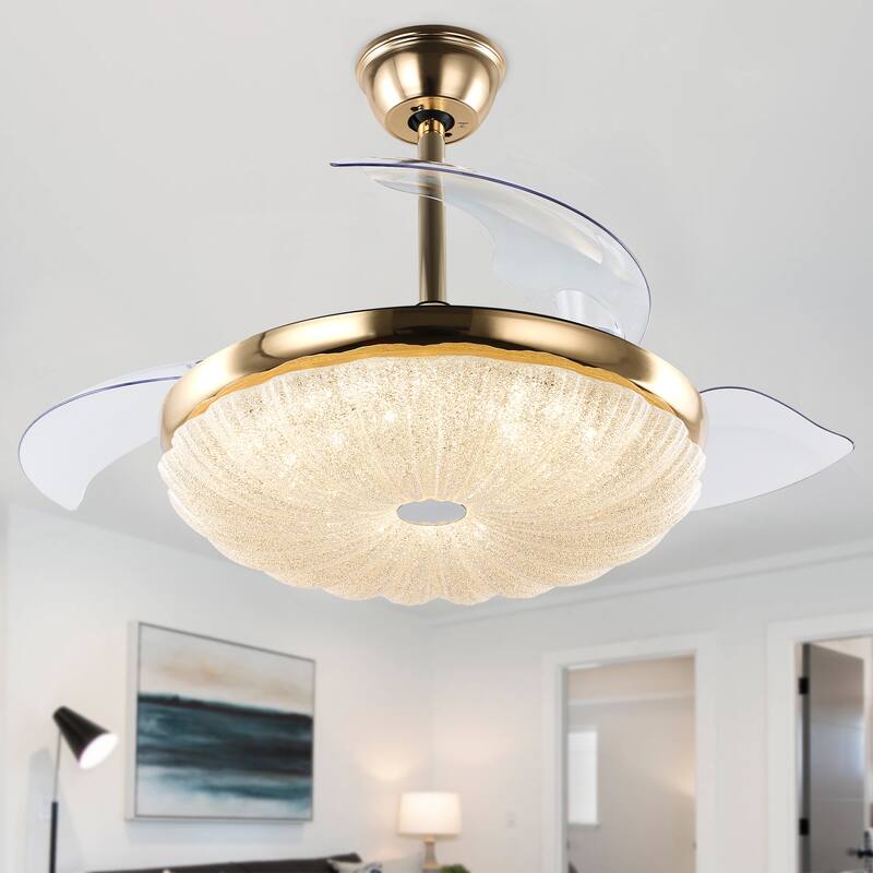 Bella Depot 42" Modern Retractable Ceiling Fan with Dimmable Light and Remote 6-Speed Reversible DC Motor