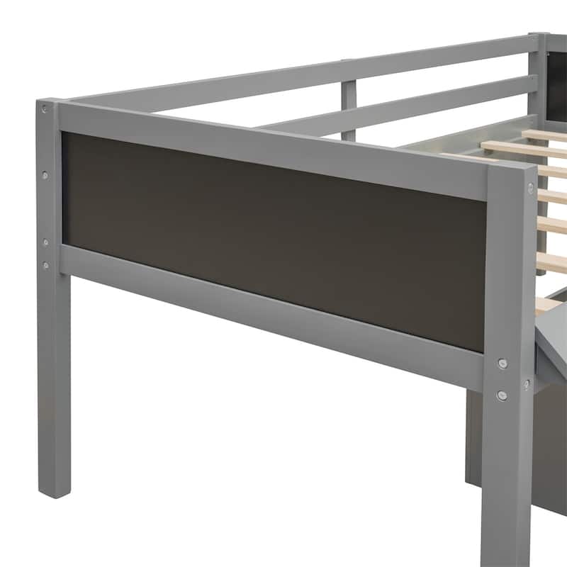 Merax Twin size Loft Bed Wood Bed with Two Storage Boxes