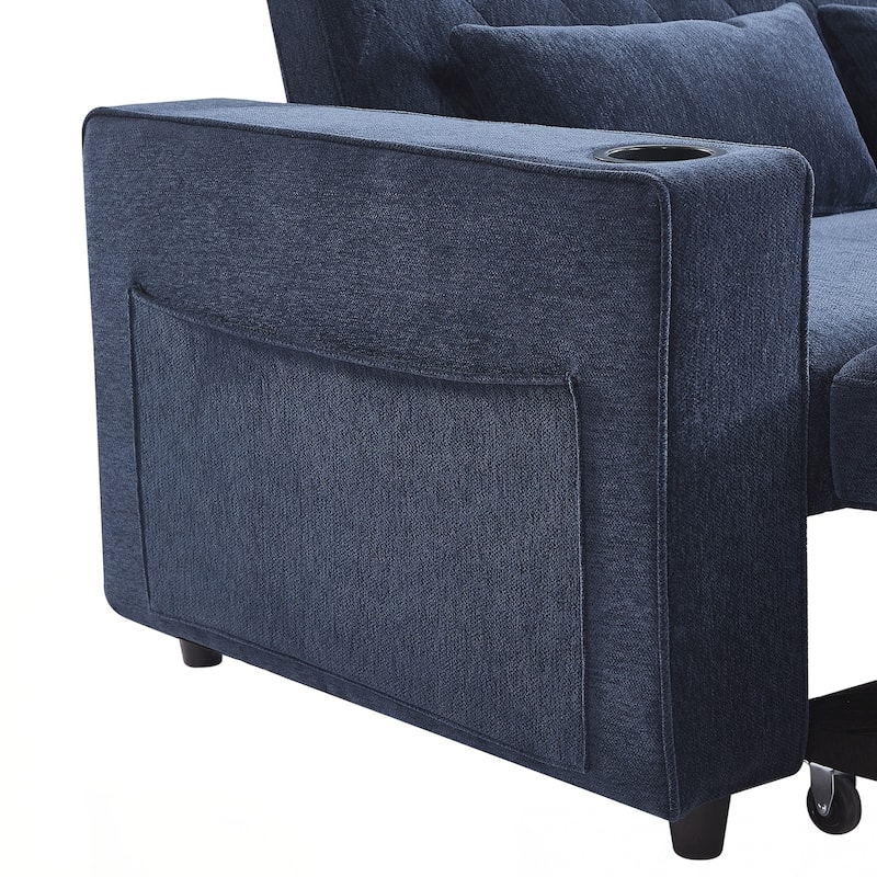 Pull-out Sofa Bed Convertible Couch Loveseat Sofa Modern Sleeper Sofa with Adjustable Backrest for Living Room