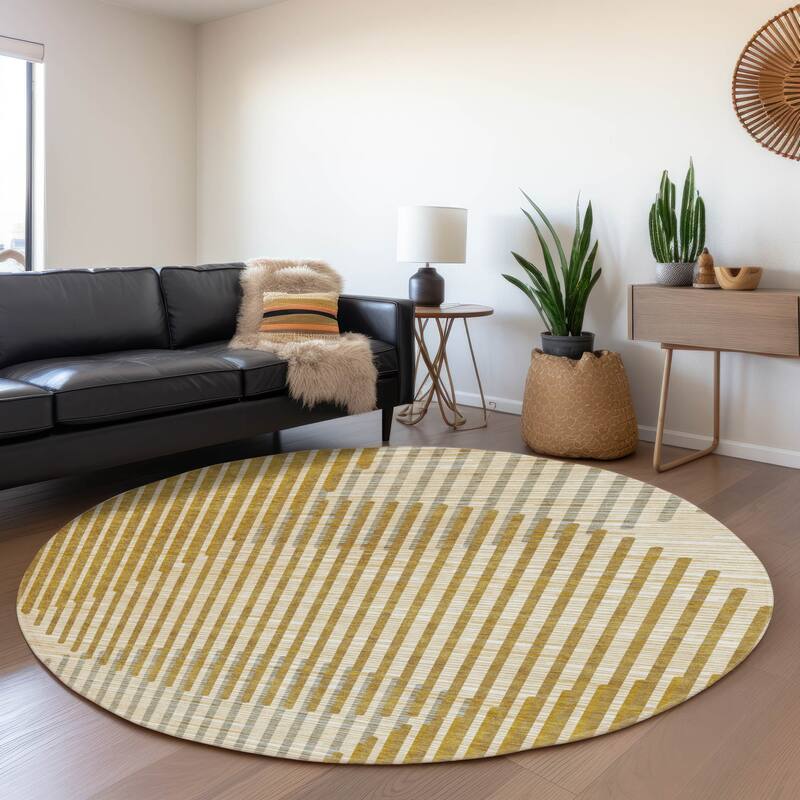 Premium Washable Super Soft Modern Allure Mayfield Rug - Gold - 8' x 8'