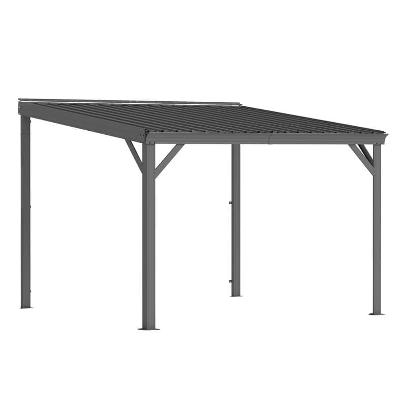 Domi Lean to Gazebo, Outdoor Hardtop Wall Mounted Gazebo with Sloping Galvanized Steel Roof