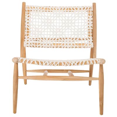 SAFAVIEH Bandelier Open Leather Weave Squared Accent Chair. - 26" W x 32" D x 31" H