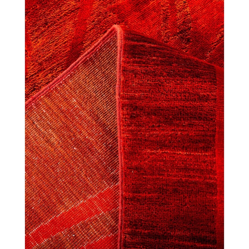 Overton Hand Knotted Wool Vintage Inspired Modern Contemporary Overdyed Orange Area Rug - 8' 1" x 10' 1"