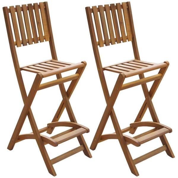 Shop Vidaxl Folding Outdoor Bar Stools 2 Pcs Solid Acacia Wood Overstock 19972701