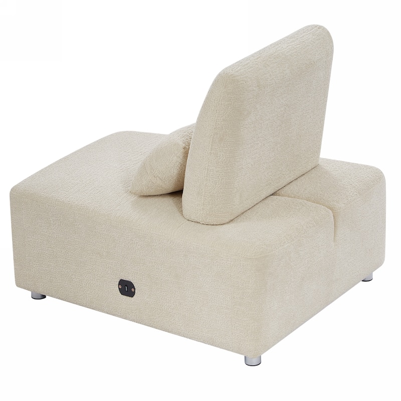 Uphlostery Armless Accent Chair Lounge Chair Beige for Living Bedroom