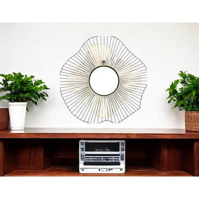 HomeRoots 22" Black Abstract Metal Framed Accent Mirror
