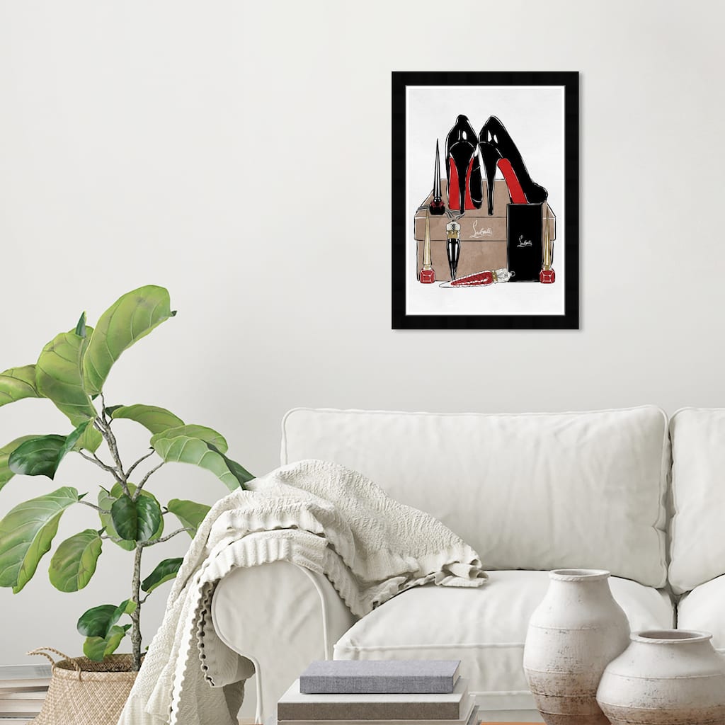 Wynwood Studio 'Hight Heels Fashion' Fashion and Glam Wall Art Framed Print Shoes - Black, Red
