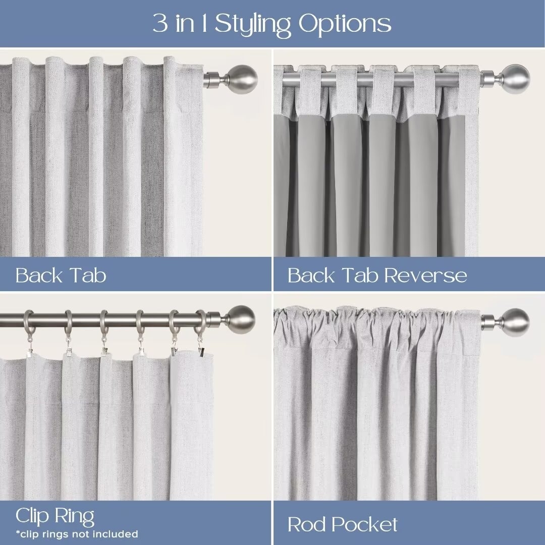 Chenille Blackout Back Tab Curtain Pair(2 panels)