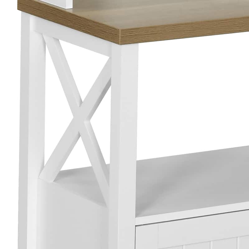 Moasis Kitchen Microwave Stand Bakers Rack Coffee Bar with Power Outlet and Storage Shelves