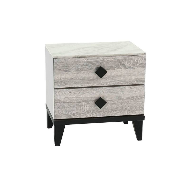 Contemporary Cream Nightstand, Drawers, Bedside Table, Plywood Bedroom Furniture