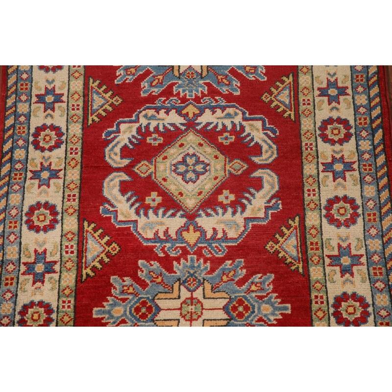 Traditional Red Kazak Accent Rug Hand-Knotted Wool Carpet - 2'8" x 4'1"