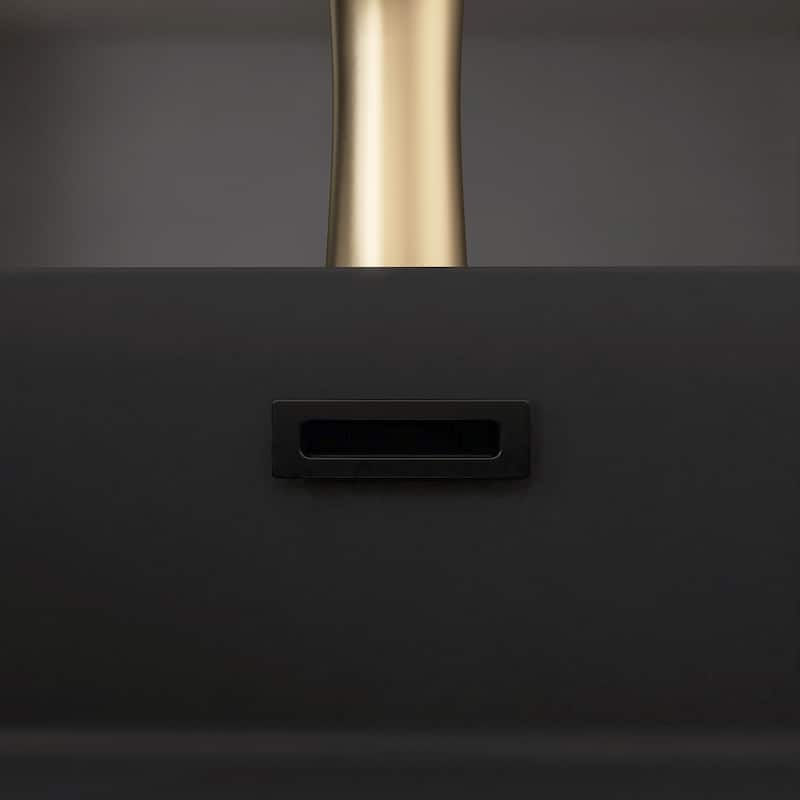 59.6'' Freestanding Bathroom Vanity with Black Integrated Solid Surface Sink in Smoked Oak - 59.49'' x 19.11'' x 36.45''