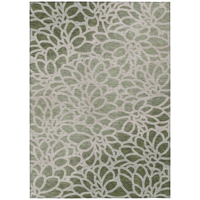 Machine Washable Indoor/ Outdoor Floral Craze Chantille Rug