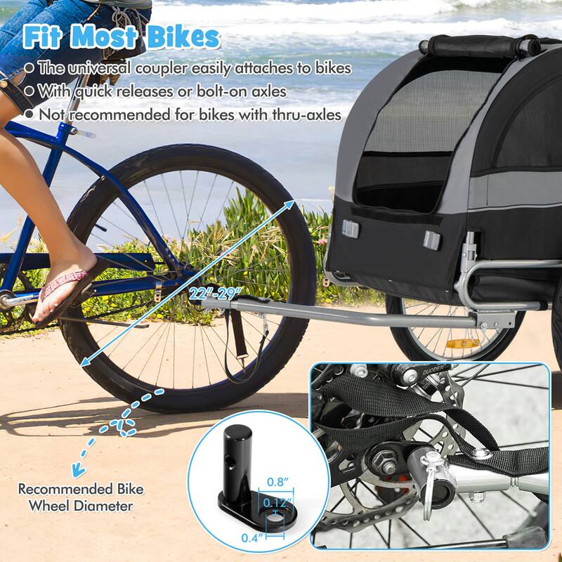 Costway Dog Bike Trailer Foldable Pet Cart with 3 Entrances for - See Details