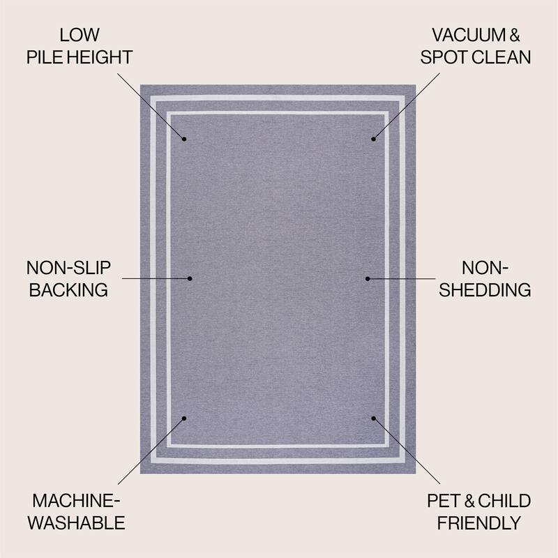 JONATHAN Y Ainsley Classic 2-Stripe Border Washable Area Rug