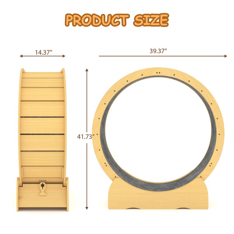 Anmytek Indoor Cat Exercise Wheel Solid Wood Pet Fitness Running Wheel for Kittens Adult Cats