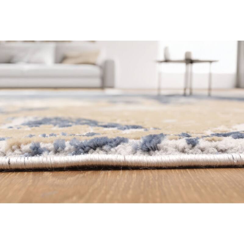 ECARPETGALLERY Machine Made Bloom Blue Area Rug