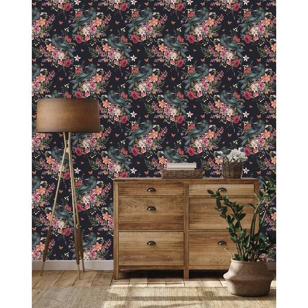 Crow on Flowers Wallpaper Peel and Stick and Prepasted - Bed Bath ...