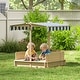 preview thumbnail 26 of 32, Outsunny Kids Sandbox with Cover, Outdoor Wooden Sandbox with Canopy - 41.75" x 41.75" x 47.75" 5-7 Years - Blue