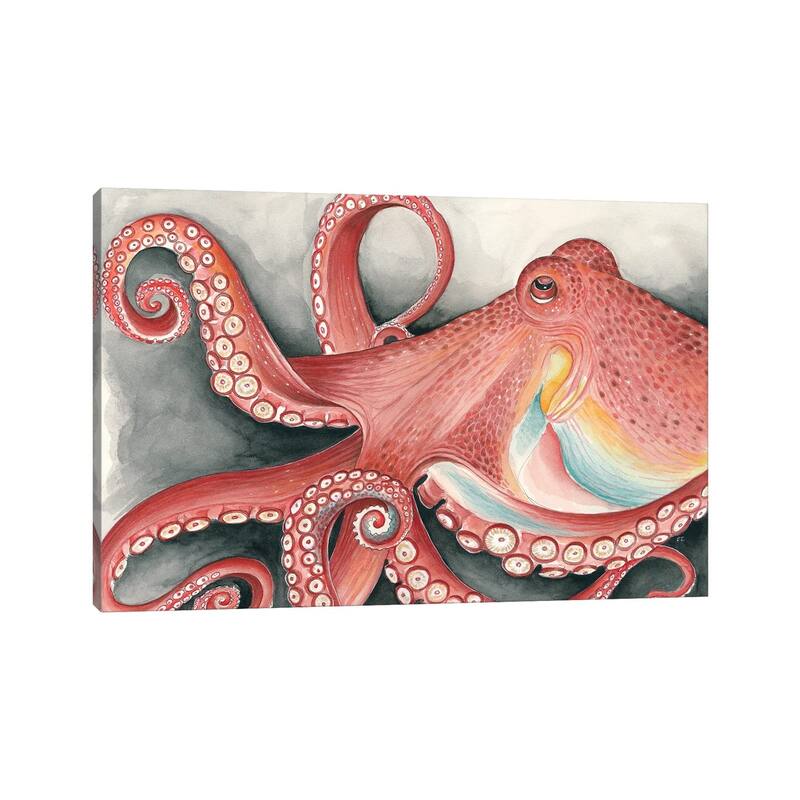 iCanvas "Giant Red Pacific Octopus Watercolor Art" by Seven Sirens Studios Canvas Print