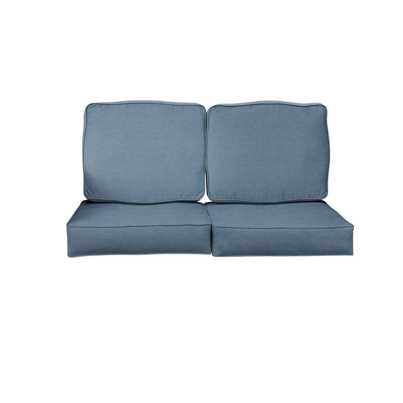 Sorra Home Sunbrella Outdoor Loveseat Cushion Set - 23.5 in W x 23 in D x 5 in H - Spectrum Denim