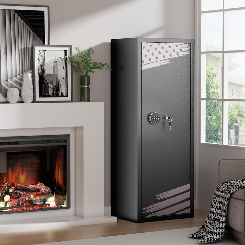 8-10 Rifle Quick Access Gun Safe Cabinet with Keypad for Home Rifle and Pistols