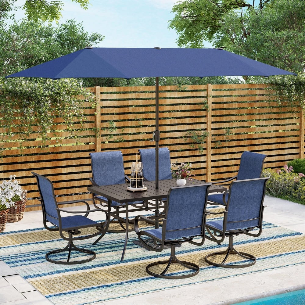 MAISON ARTS 7-piece Patio Dining Set with Textilene Swivel Chairs