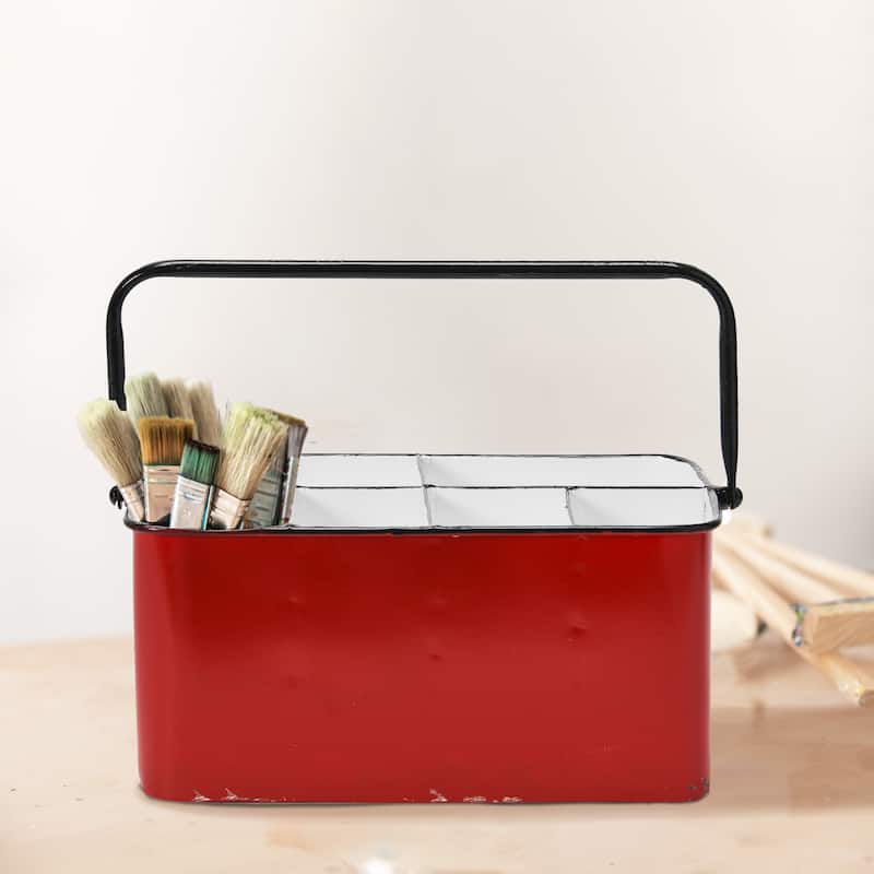 Metal Storage Caddy - Red - 11.0"L x 6.3"W x 9.0"H
